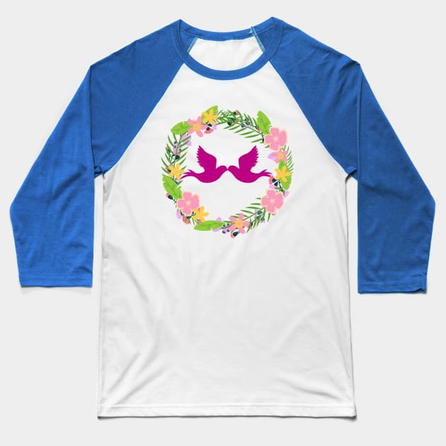 Doves' Kiss Baseball T-Shirt by Oceana Studios